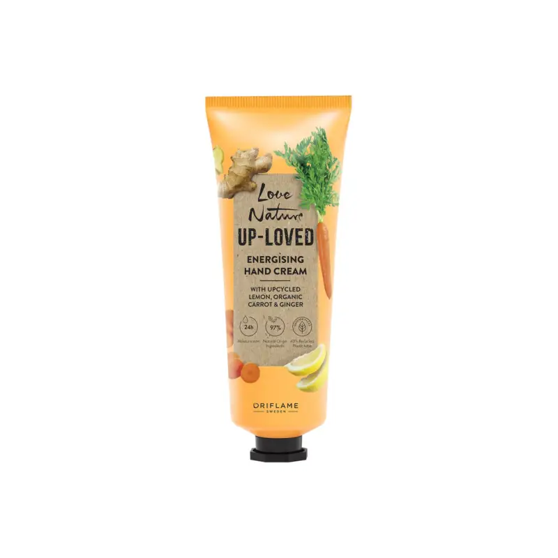 Gratis retur | Up-Loved Energising Hand Cream with Upcycled Lemon, Organic Carrot & Ginger